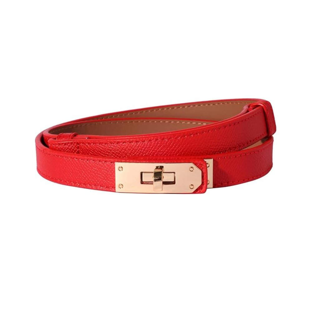 Adjustable Cherry Red and Gold Waist Belt